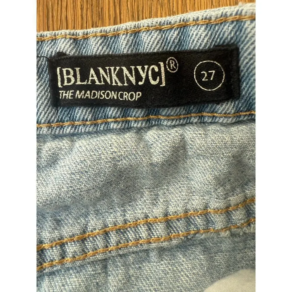 Blank NYC Madison High Rise Crop Distressed Light Wash Jeans Size 27 - Picture 6 of 6